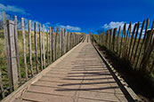 The boardwalk leading to the beach at Lunan Bay, Angus, Scotland